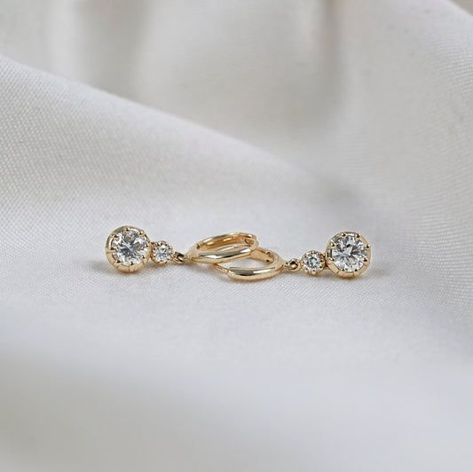 Round Cut Lab Diamond Dangle Hoop Earrings