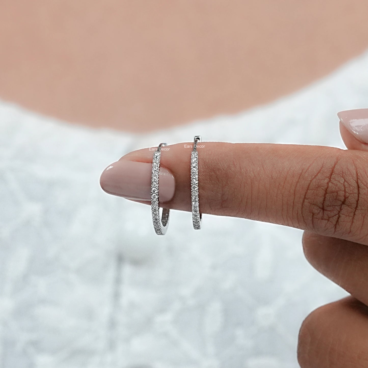 Round Lab Diamond Hoop Earrings