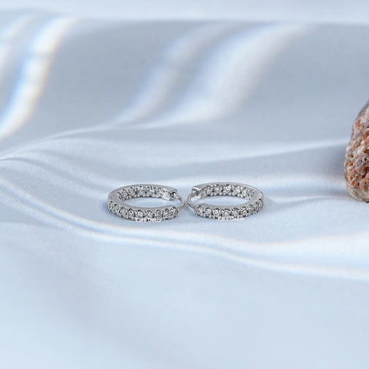 Round Cut White Gold Hoop Earrings