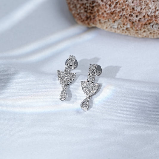 Classic Round Diamond Teardrop Earrings