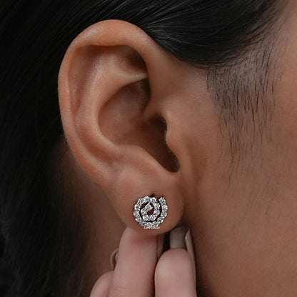 Round Diamond Spiral Stud Earrings