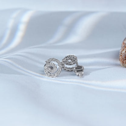 Round Diamond Spiral Stud Earrings