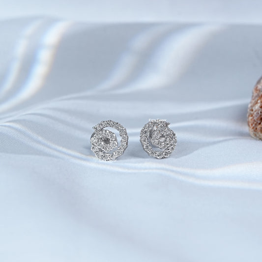 Round Diamond Spiral Stud Earrings