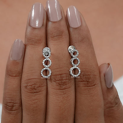 Open Circle Round Diamond Dangle Earrings