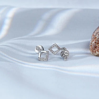 Square Shape Round Diamond Drop Earrings