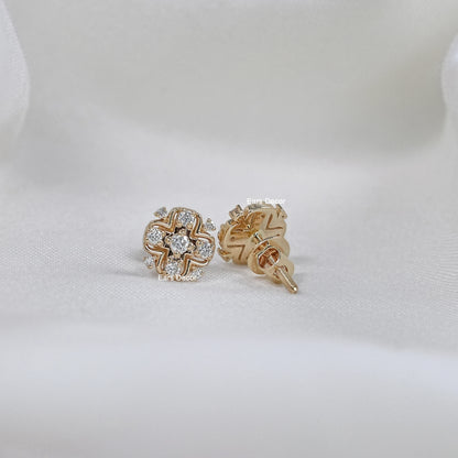 Round Lab Diamond Cluster Stud Earrings