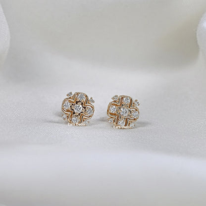 Round Lab Diamond Cluster Stud Earrings