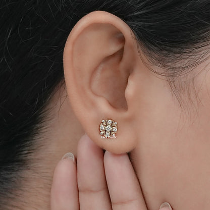 Round Lab Diamond Cluster Stud Earrings