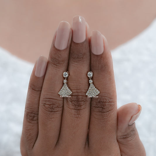 Round Diamond Dangle Drop Pave Set Earrings