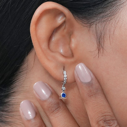Sapphire Round Gemstone Hoop Earrings