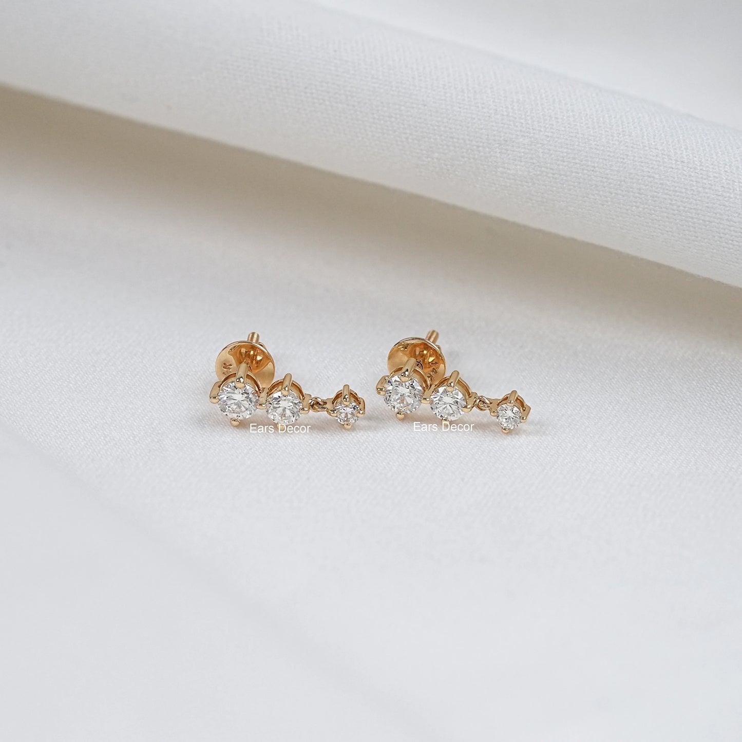 Round Cut Lab Grown Diamond Dangle Earrings