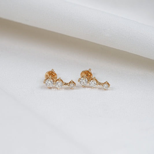 Round Cut Lab Grown Diamond Dangle Earrings