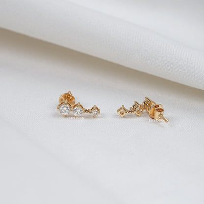 Round Cut Lab Grown Diamond Dangle Earrings