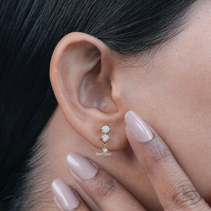 Round Cut Lab Grown Diamond Dangle Earrings