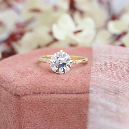 OEC Round Cut Solitaire With Accent Lab Grown Diamond Ring