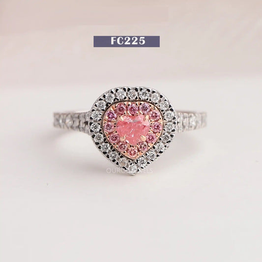 Heart & Round Diamond Double Halo Ring