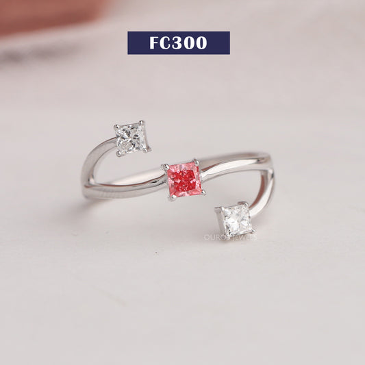 Princess  Cut Lab Diamond Bypass Ring