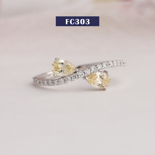 Yellow Pear Diamond Dainty Ring