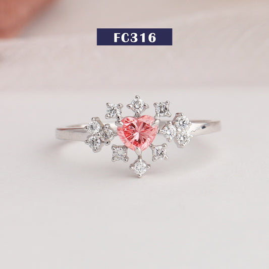 Pink Heart Cut Diamond Cluster Ring