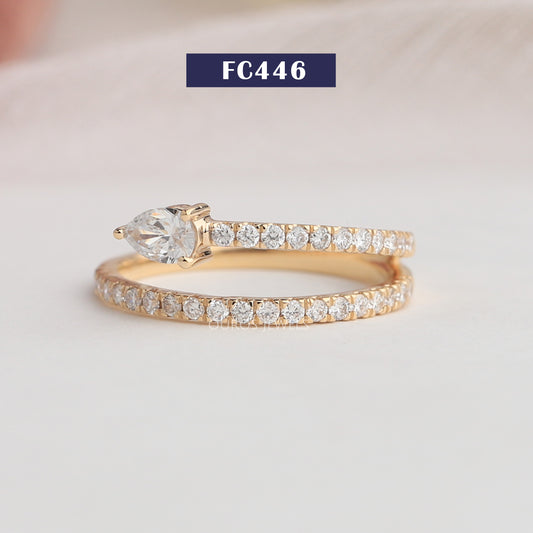 Pear & Round Diamond Double Row Ring