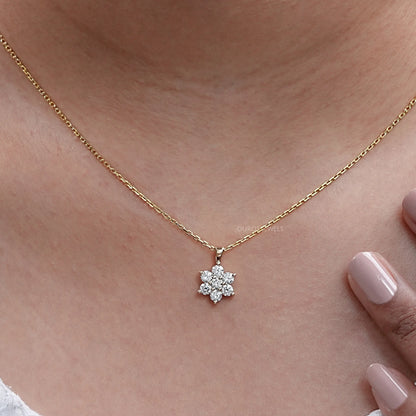 Yellow Gold Round Cut Women Pendant