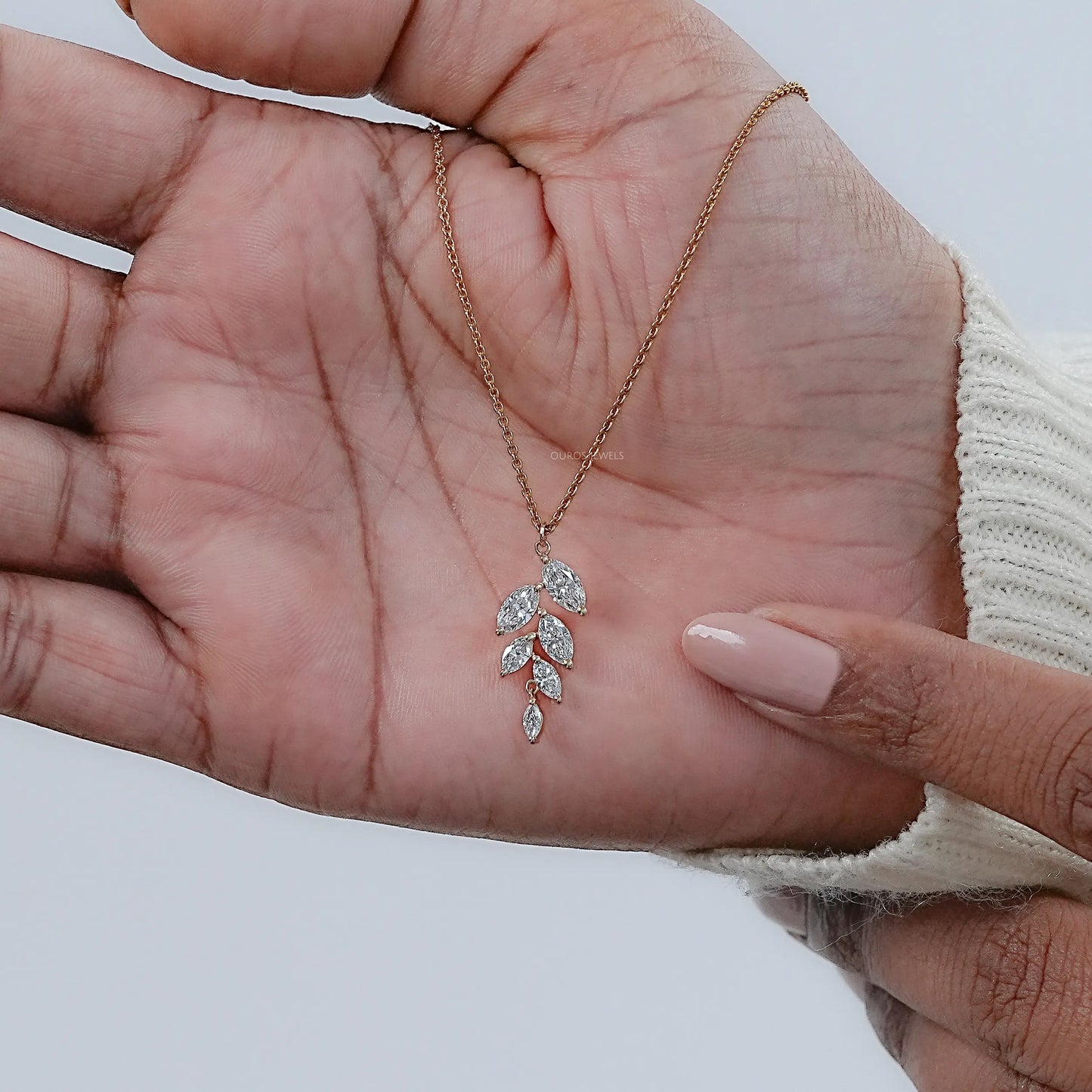 Marquise Lab Diamond Leaf Pendant