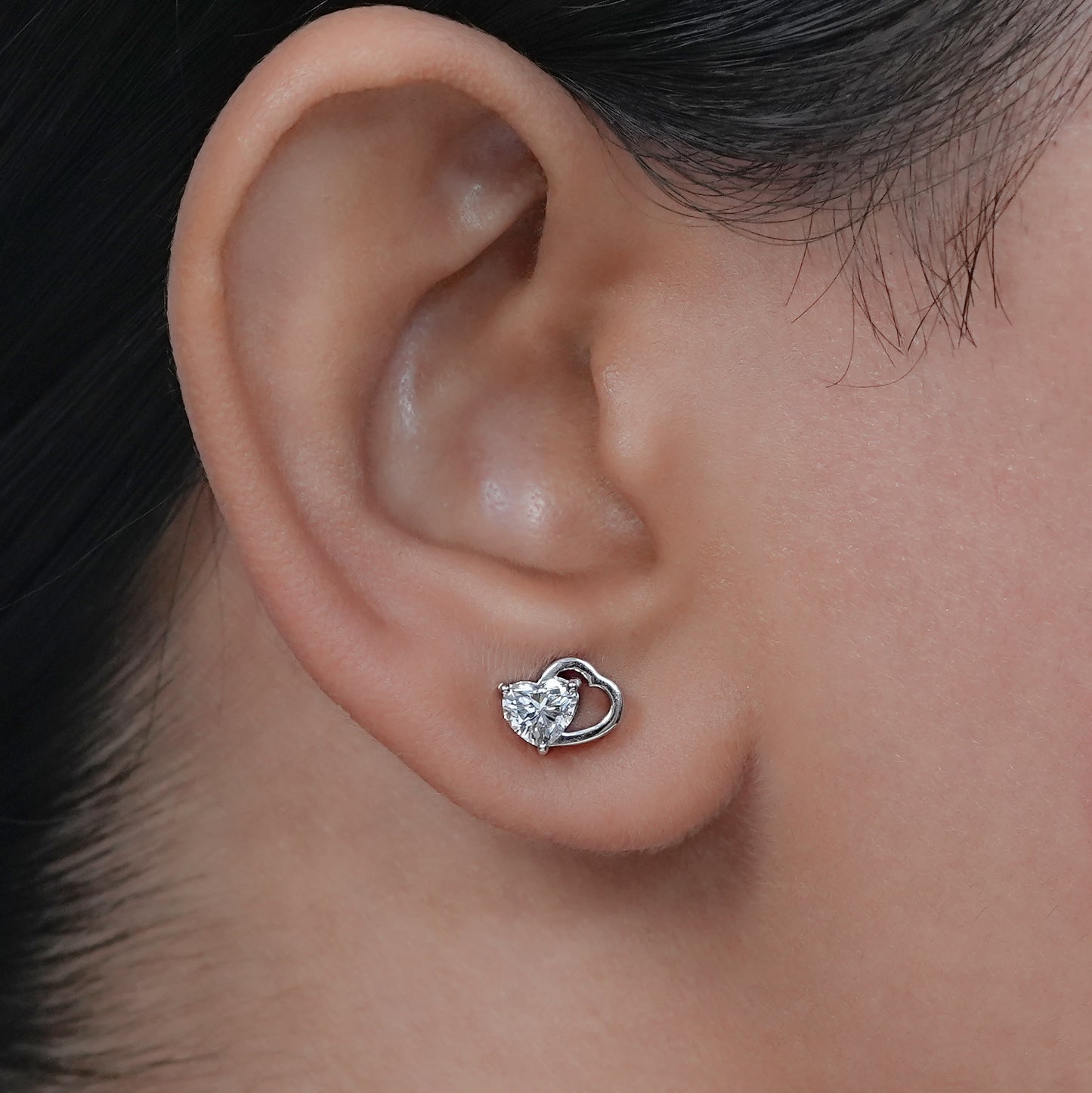Heart Shaped Lab Diamond Dainty Studs