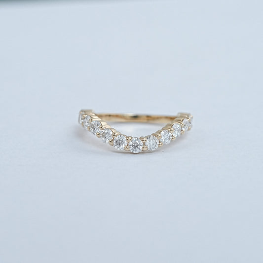 Round Cut Curved Half Eternity Wedding Band