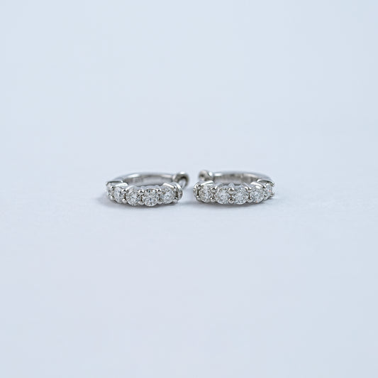 Round Cut Lab Diamond Huggies Hoop Earring