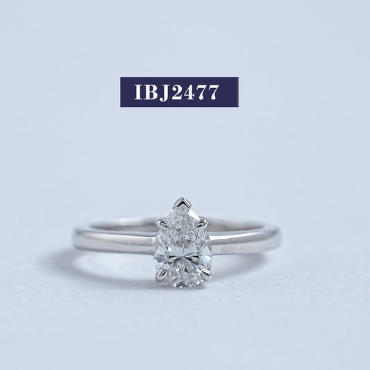 Pear Cut Lab Diamond Solitaire Engagement Ring