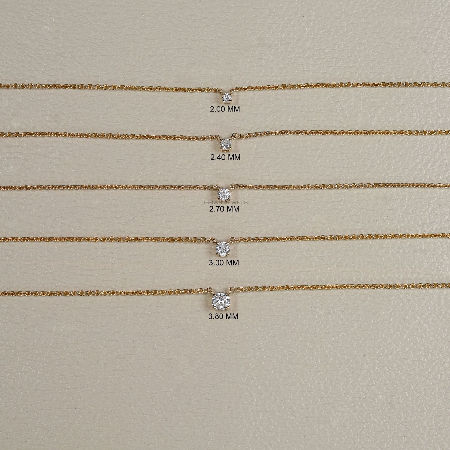 Yellow Gold Round Cut Solitaire Necklace