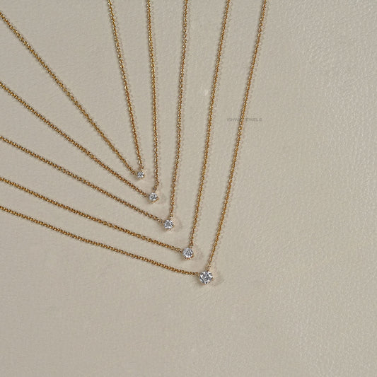 Round Cut Solitaire Diamond Necklace