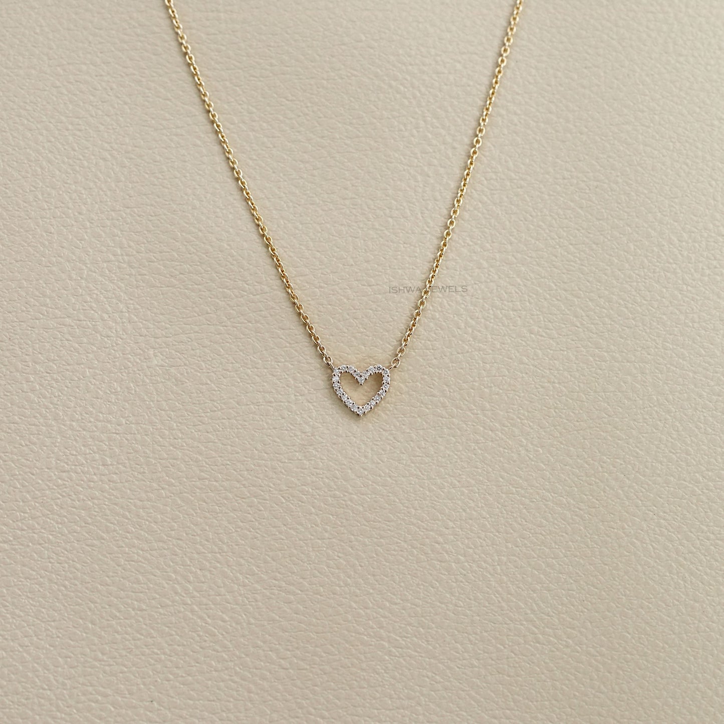 Open Heart Round Diamond Necklace