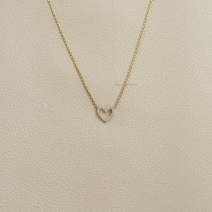 Open Heart Round Diamond Necklace