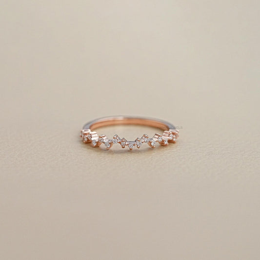 Round Cut Unique Style Half Eternity Band