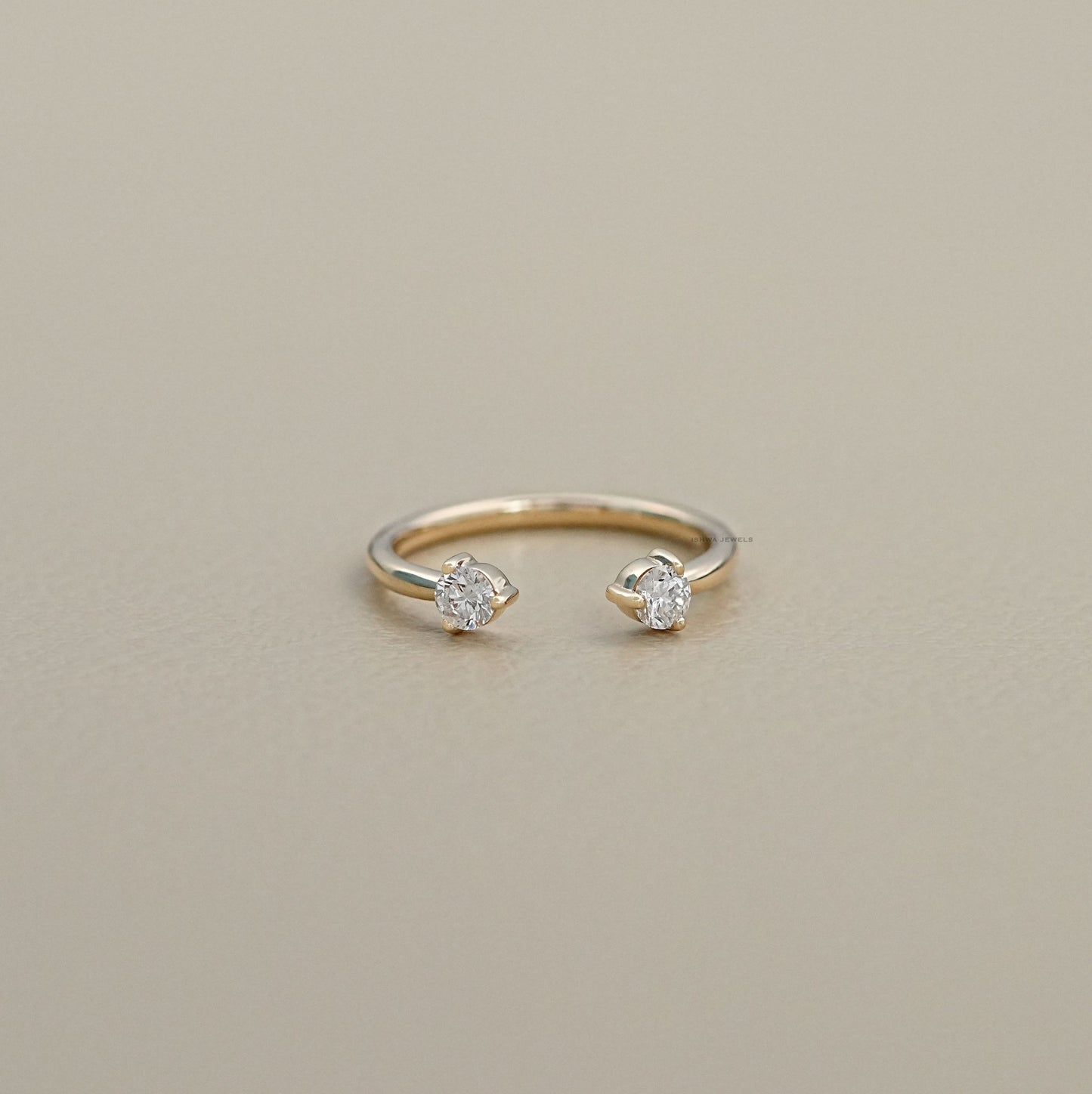 Round Lab Diamond Open Cuff Ring