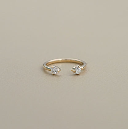 Round Lab Diamond Open Cuff Ring