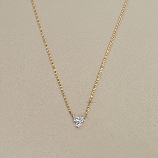 Three Stone Round Cut Necklace