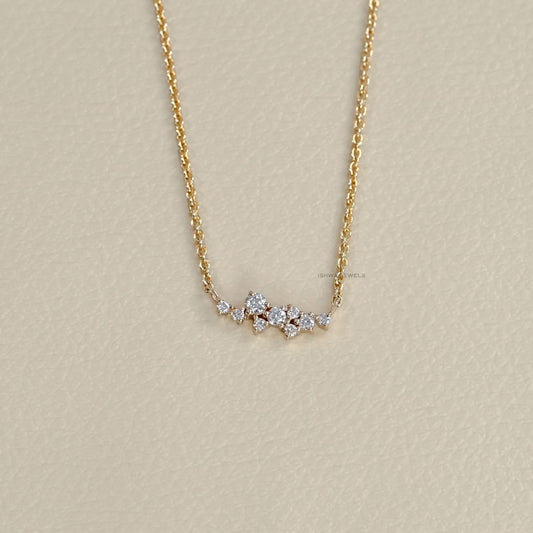 Round Diamond Cluster Set Necklace