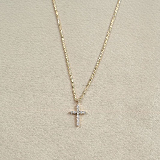 Round Diamond Cross Necklace