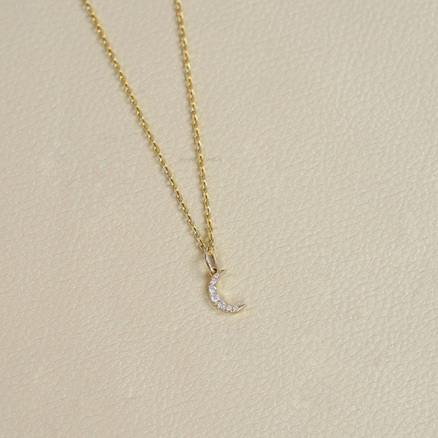 Round Lab Diamond Moon Necklace