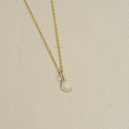 Round Lab Diamond Moon Necklace