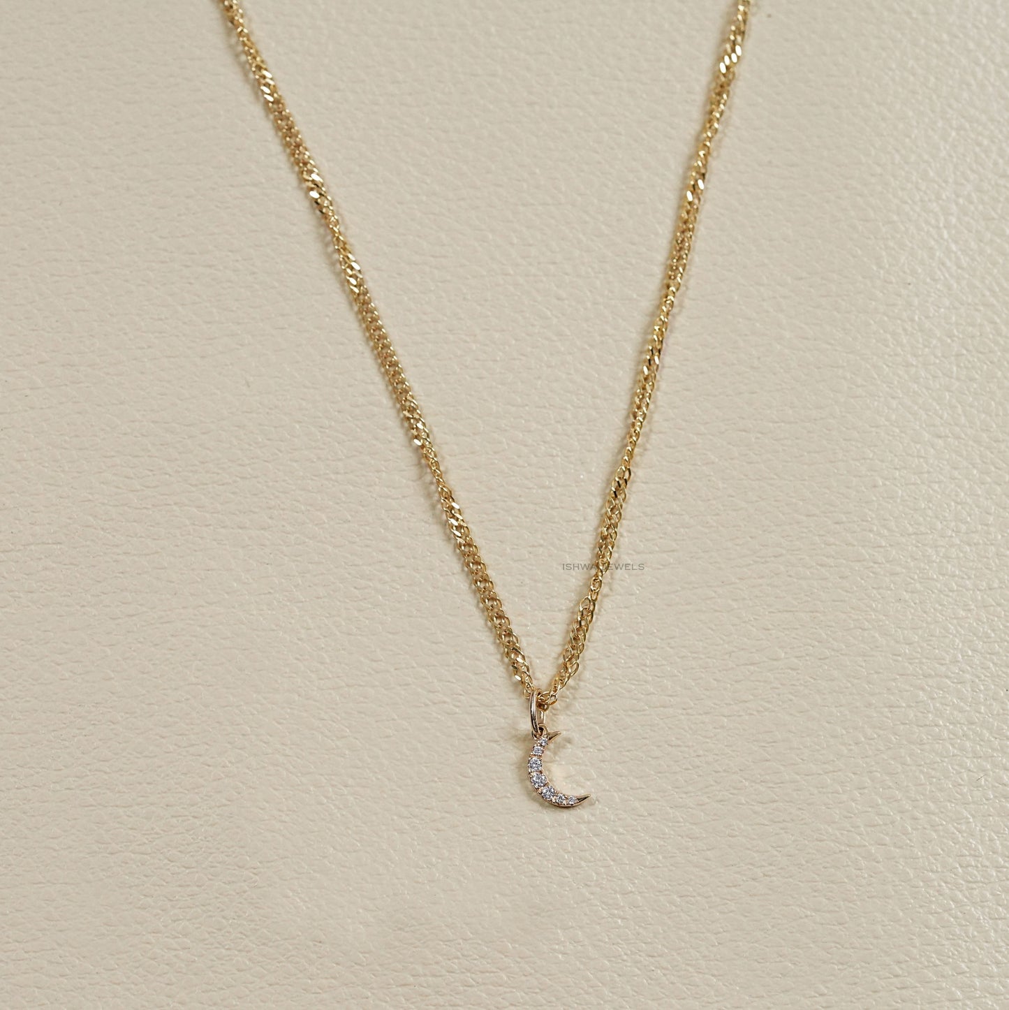 Round Lab Diamond Moon Necklace