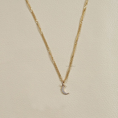 Round Lab Diamond Moon Necklace