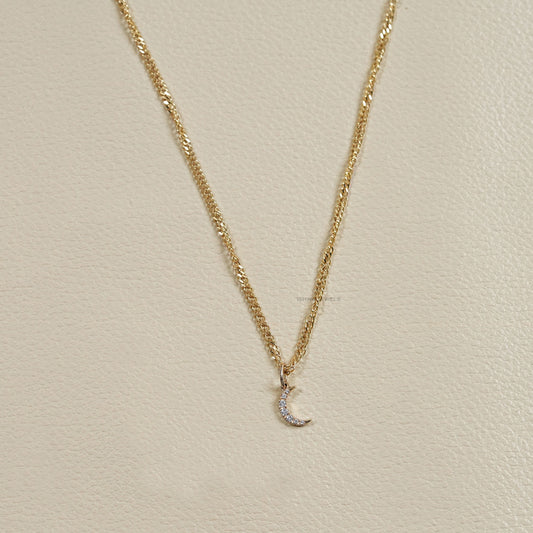 Round Lab Diamond Moon Necklace