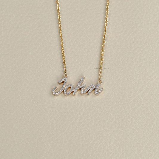 Round Lab Diamond Name Necklace