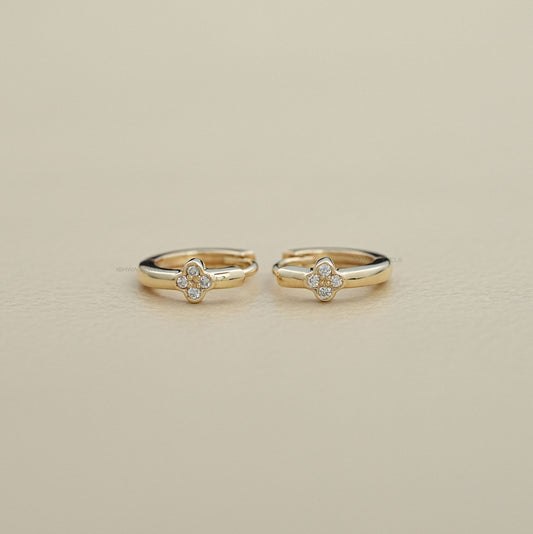 Round Diamond Hoop Earring