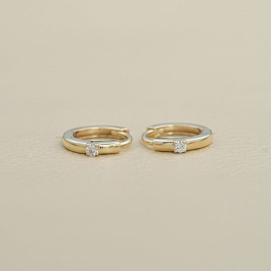 Single Round Diamond Hoop Earring