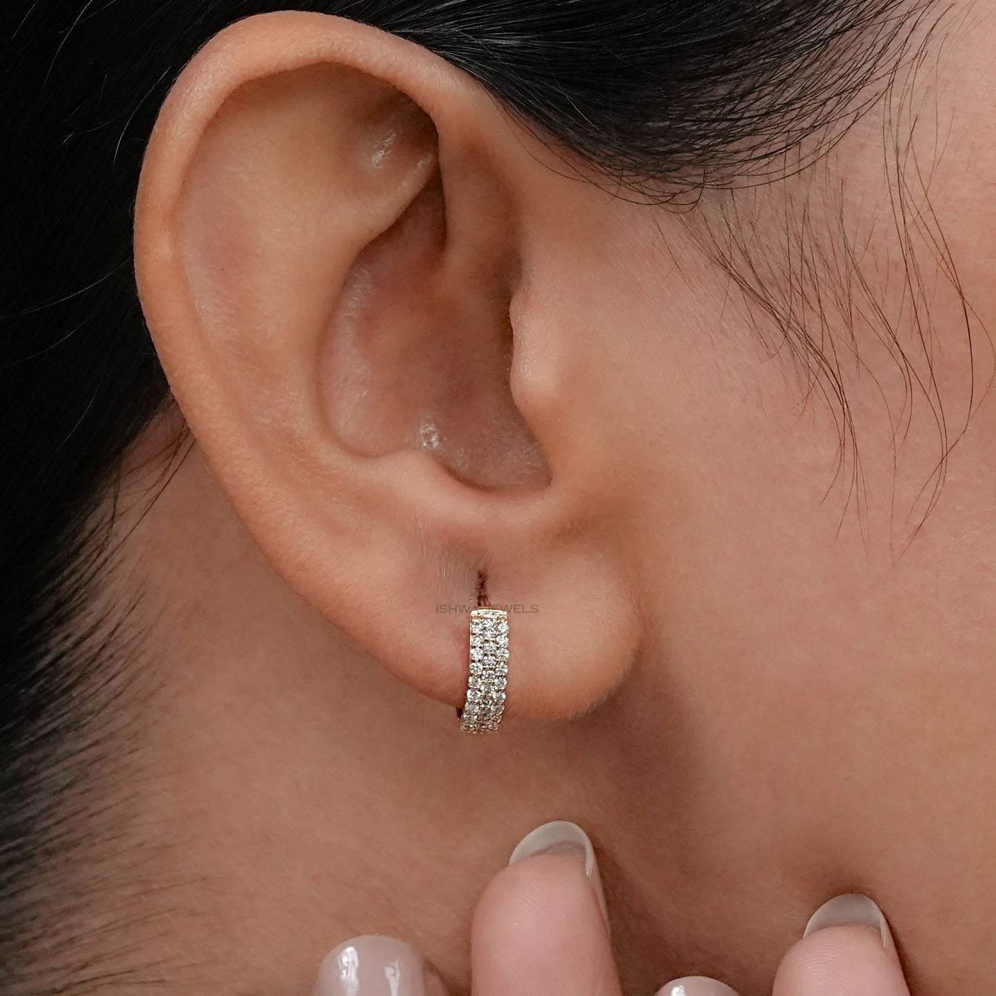 Round Diamond Pave Hoop Earring