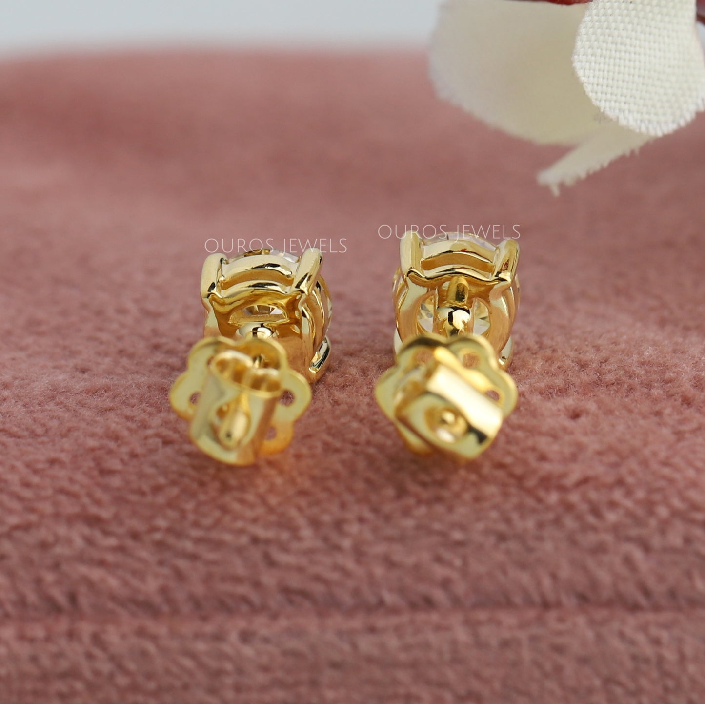 Yellow Round Cut Stud Earrings